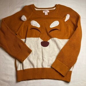 Cat & Jack Fox Face Sweater - Orange and Cream